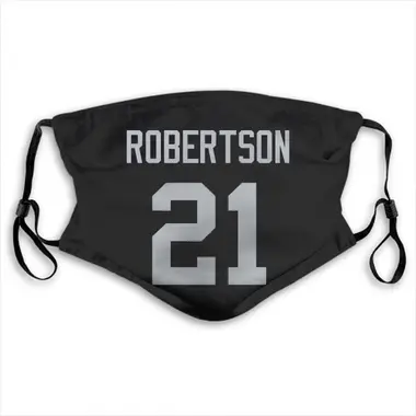 LAS VEGAS RAIDERS AMIK ROBERTSON #21 SIGNED SEWN STITCHED BLACK JERSEY JSA  CERT